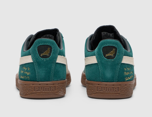 Green and white suede pumas clearance