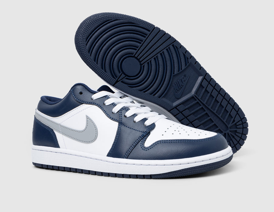 Jordan 1 Low White / Wolf Grey - Midnight Navy