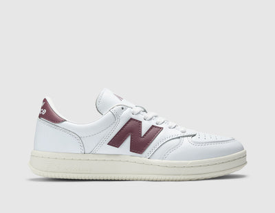 New Balance T500 White / Washed Burgundy - Sneakers