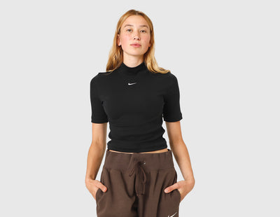 Nike Sportswear Women's Ribbed Mock Neck Top Black / White