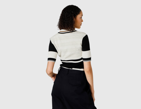 超美品　FRED PERRY / Jacquard Knitted Tank Textured Chequerboard Jumper - Black | Women's Knitwear