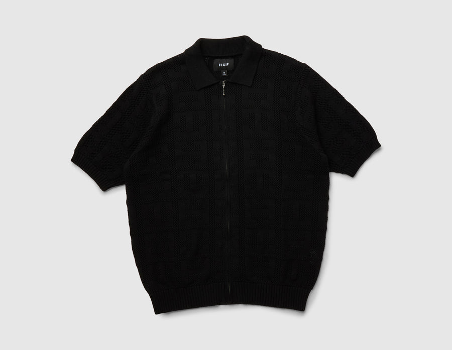 HUF Monogram Zip Sweater Black