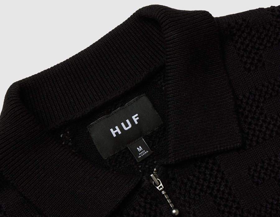 HUF Monogram Zip Sweater Black