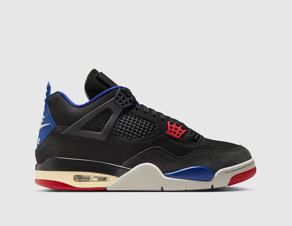 Jordan 4 Retro Black / Fire Red - Deep Royal Blue