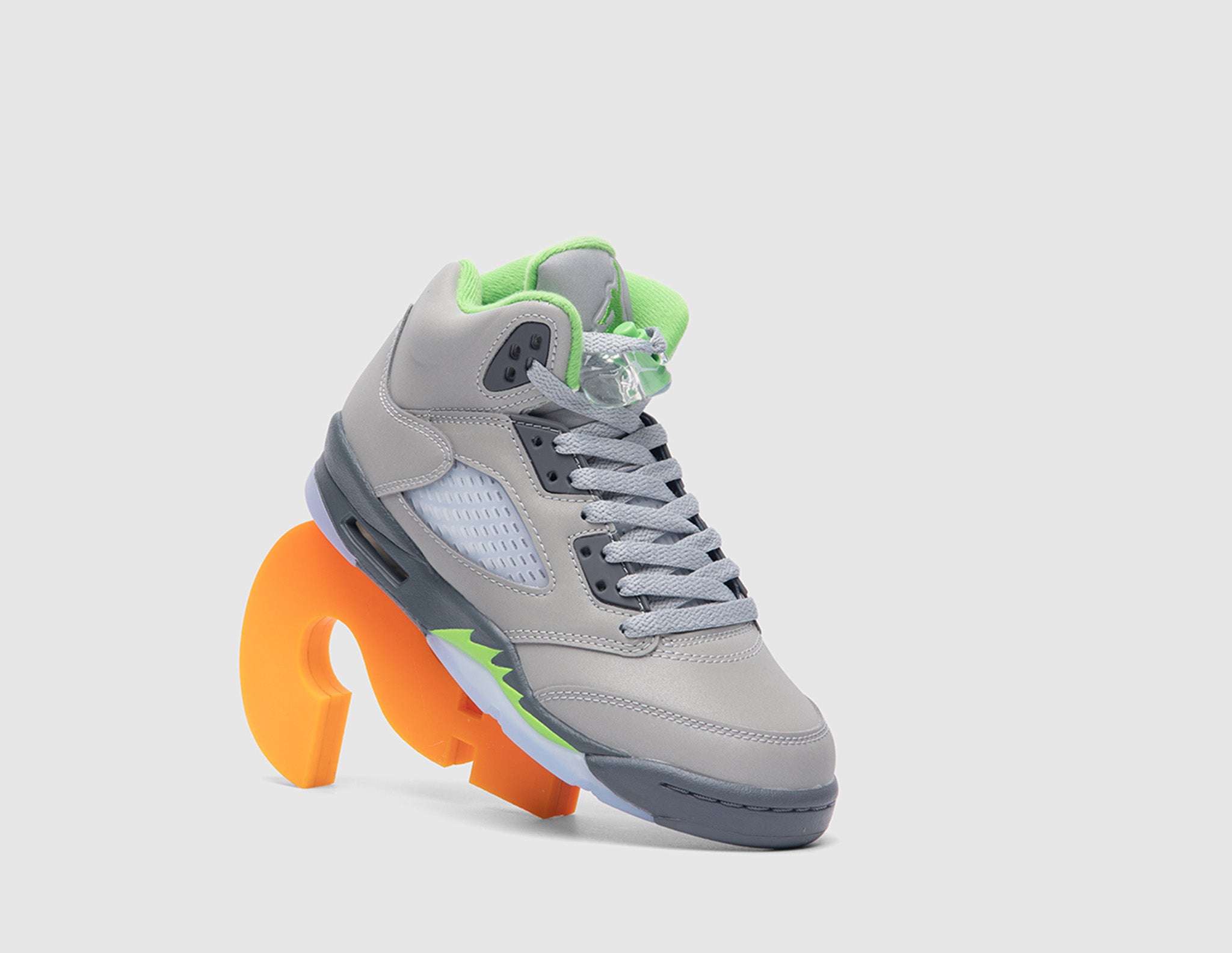 Jordan 5 Retro GS Silver / Green Bean - Flint Grey