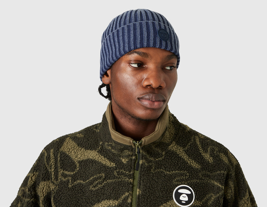 AAPE Now Ribbed Washed Beanie / Navy