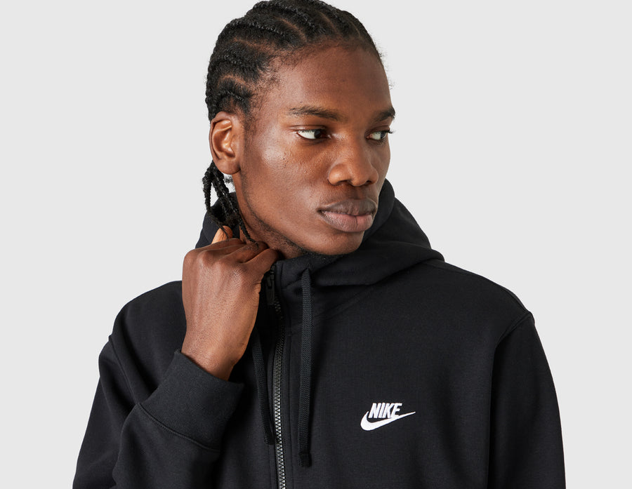 Nike Men's Sportswear Club Fleece Full-Zip Hoodie BV2645-010 - Black/Black/White - S