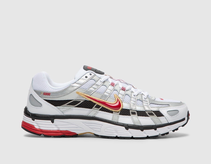Nike P-6000 White / Varsity Red - Metallic Platinum