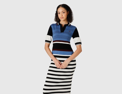 Fred Perry Women's Jacquard Knitted Stripe Dress / Twilight Blue