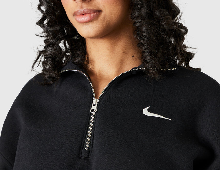 Nike Women's Sportswear Phoenix Fleece Quarter Zip Crop Sweatshirt Black / Sail