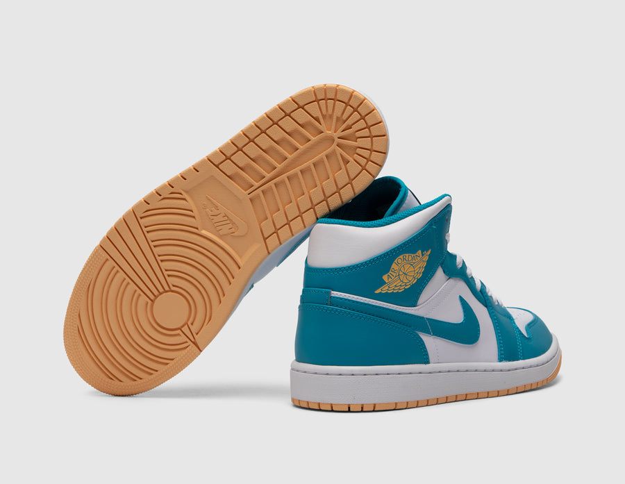 Jordan 1 Mid Aquatone / Celestial Gold - White