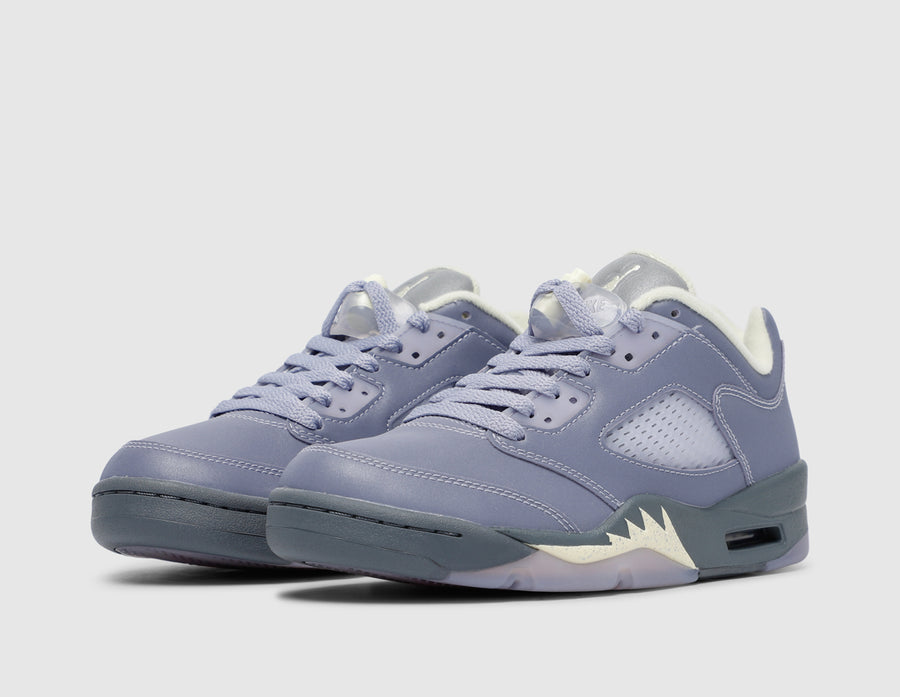 Jordan Women's 5 Retro Low Indigo Haze / Fire Red - Metallic Silver