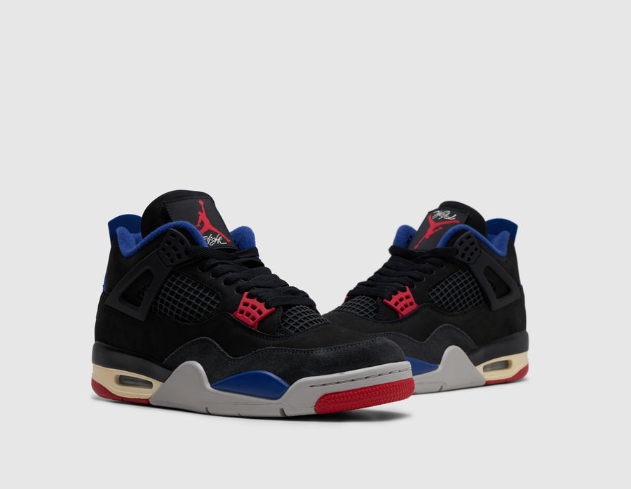 Jordan 4 Retro Black / Fire Red - Deep Royal Blue