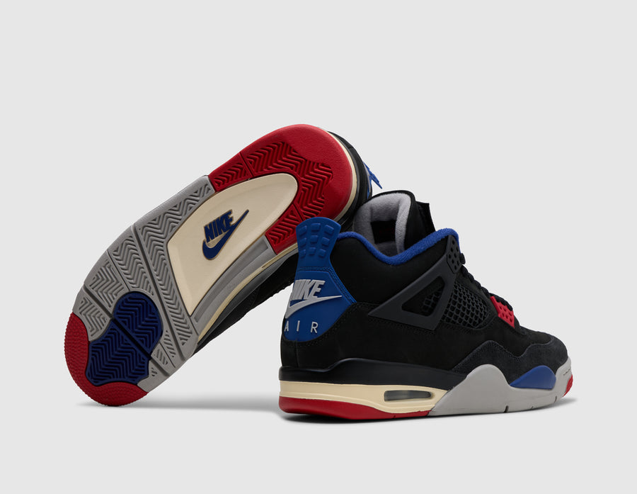 Jordan 4 Retro Black / Fire Red - Deep Royal Blue