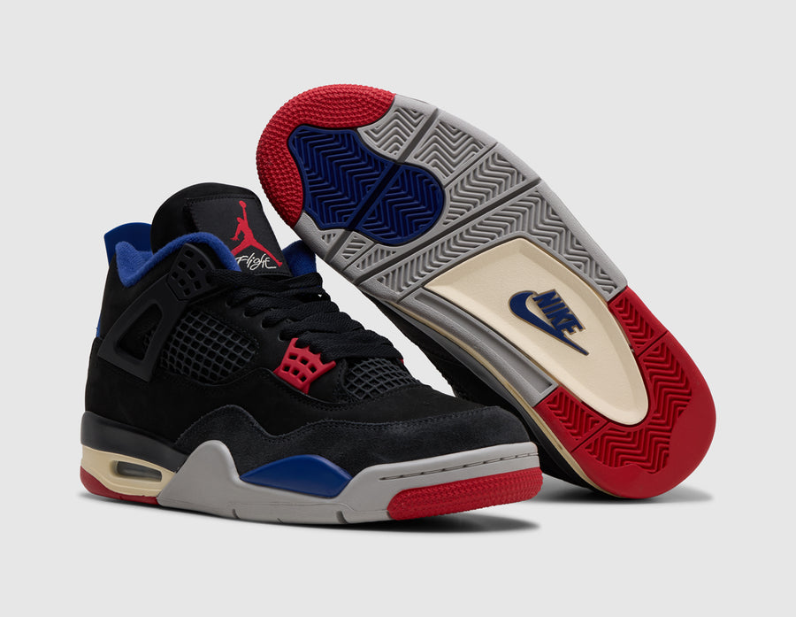 Jordan 4 Retro Black / Fire Red - Deep Royal Blue