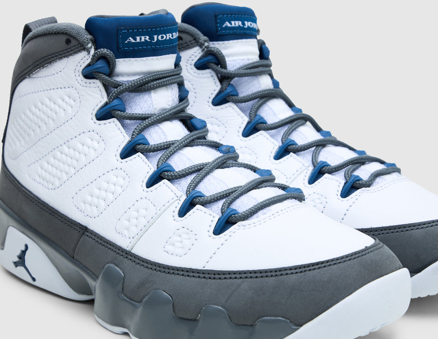 Jordan 9 Retro White / French Blue - Flint Grey
