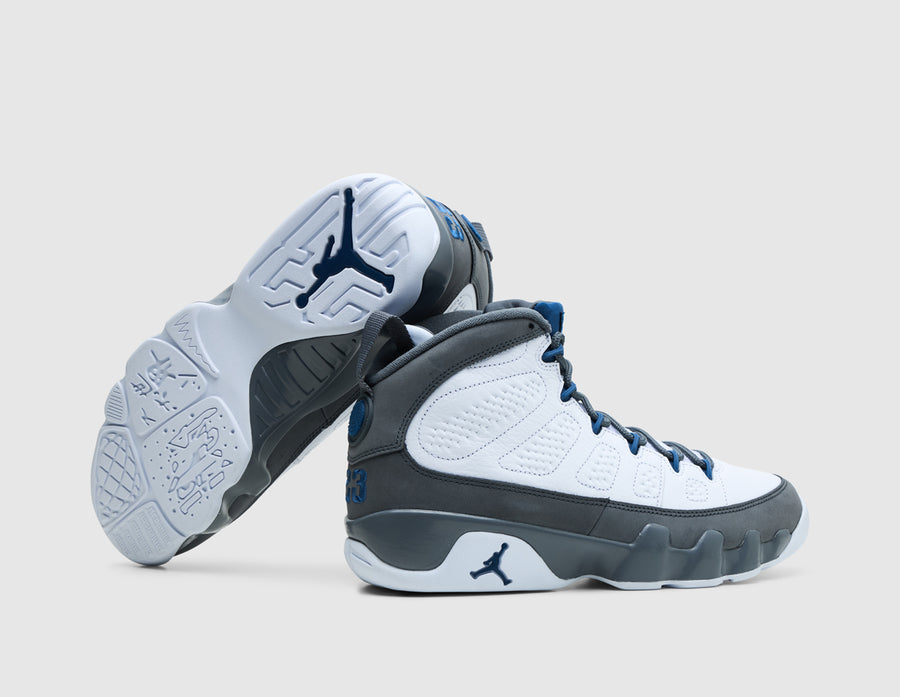 Jordan 9 Retro White / French Blue - Flint Grey