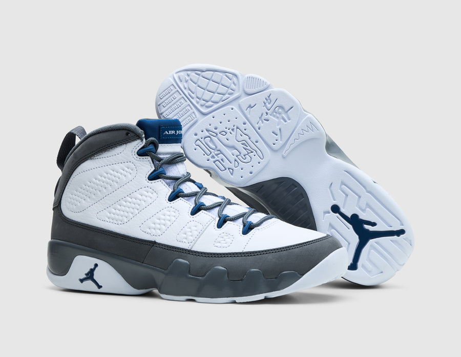 Jordan 9 Retro White / French Blue - Flint Grey