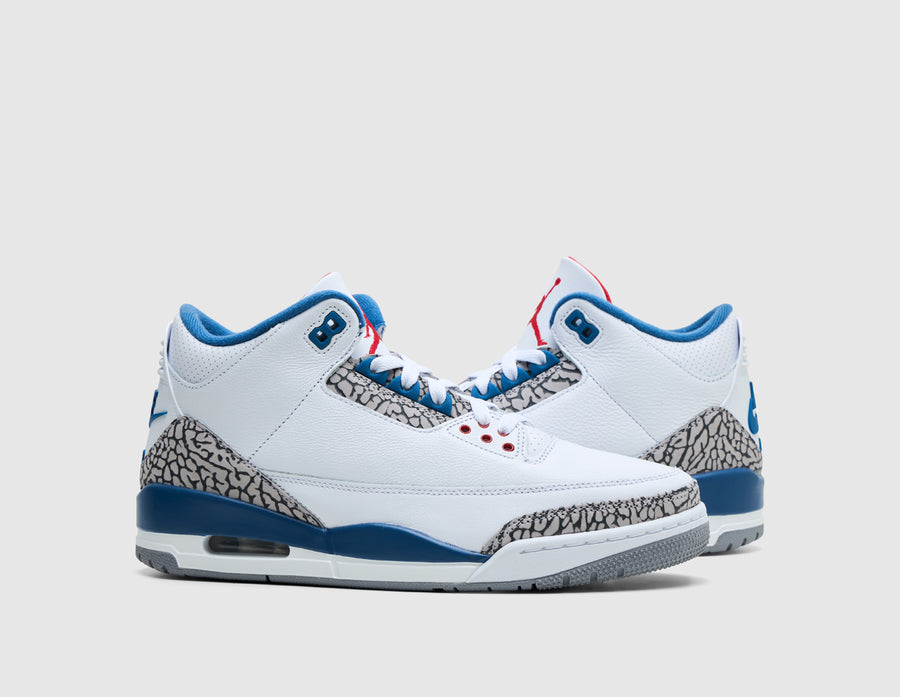 Jordan 3 Retro White / True Blue - Fire Red