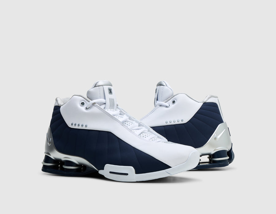 Nike Shox BB4 White / Midnight Navy - Metallic Silver