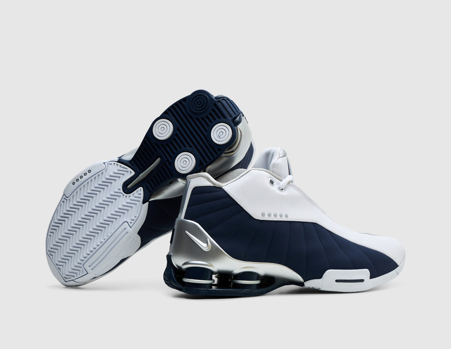Nike Shox BB4 White / Midnight Navy - Metallic Silver