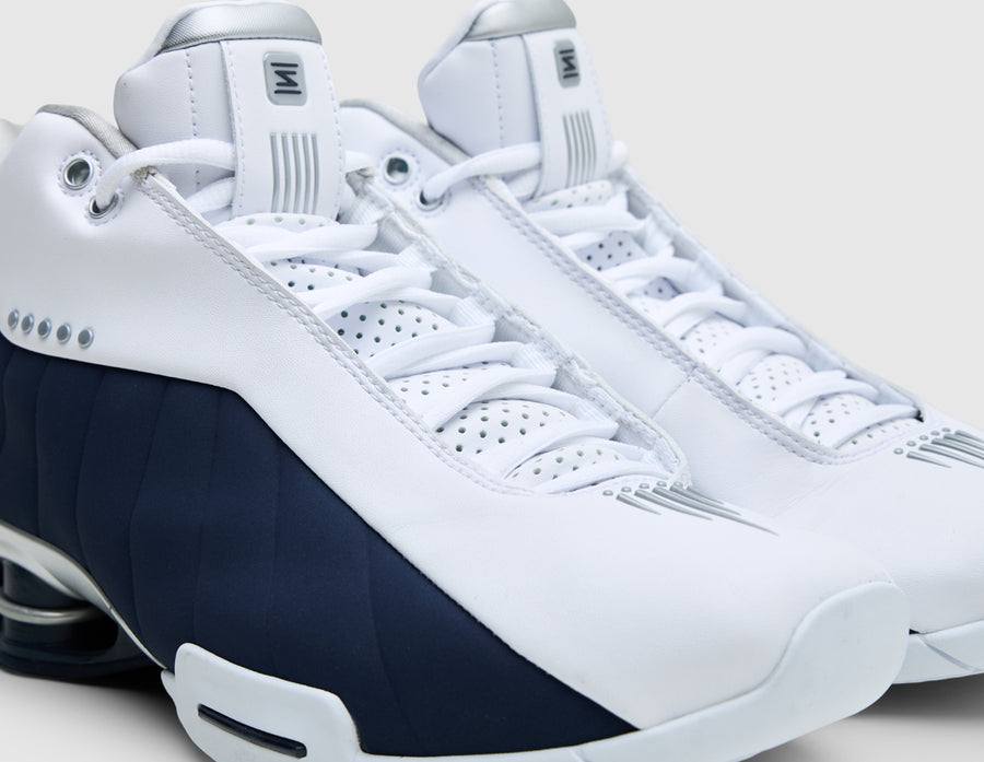 Nike Shox BB4 White / Midnight Navy - Metallic Silver