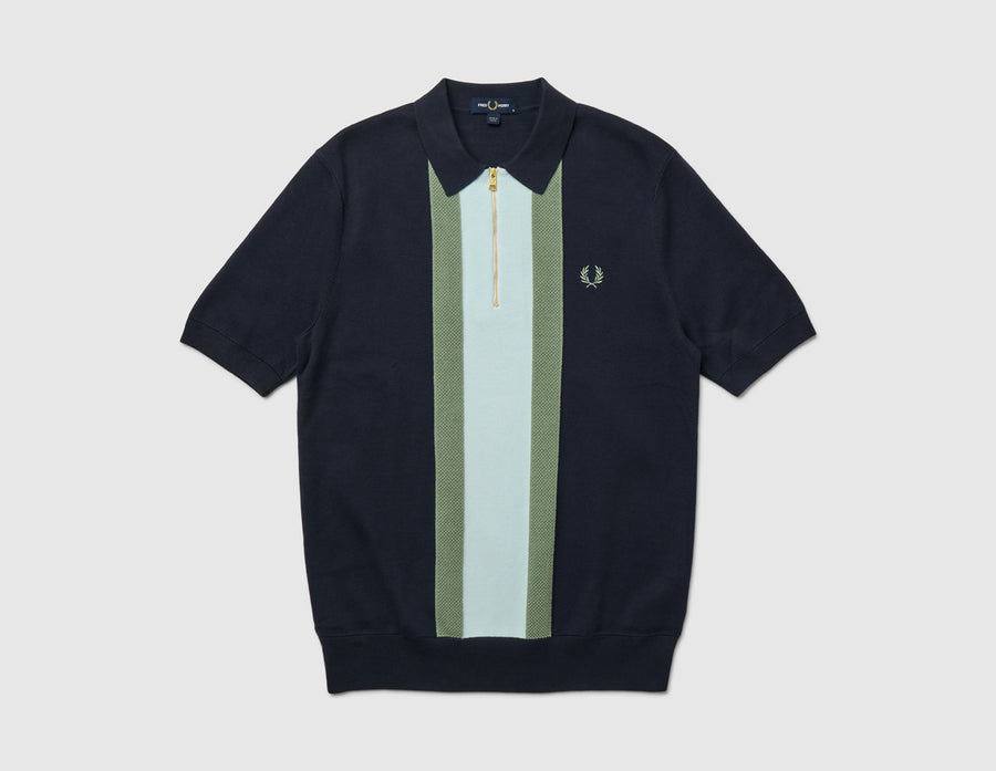 Fred Perry Textured Stripe Knitted Shirt / Dark Airforce