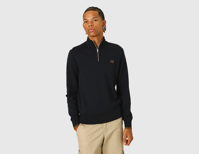Fred Perry Half Zip Sweatshirt Navy / Dark Caramel
