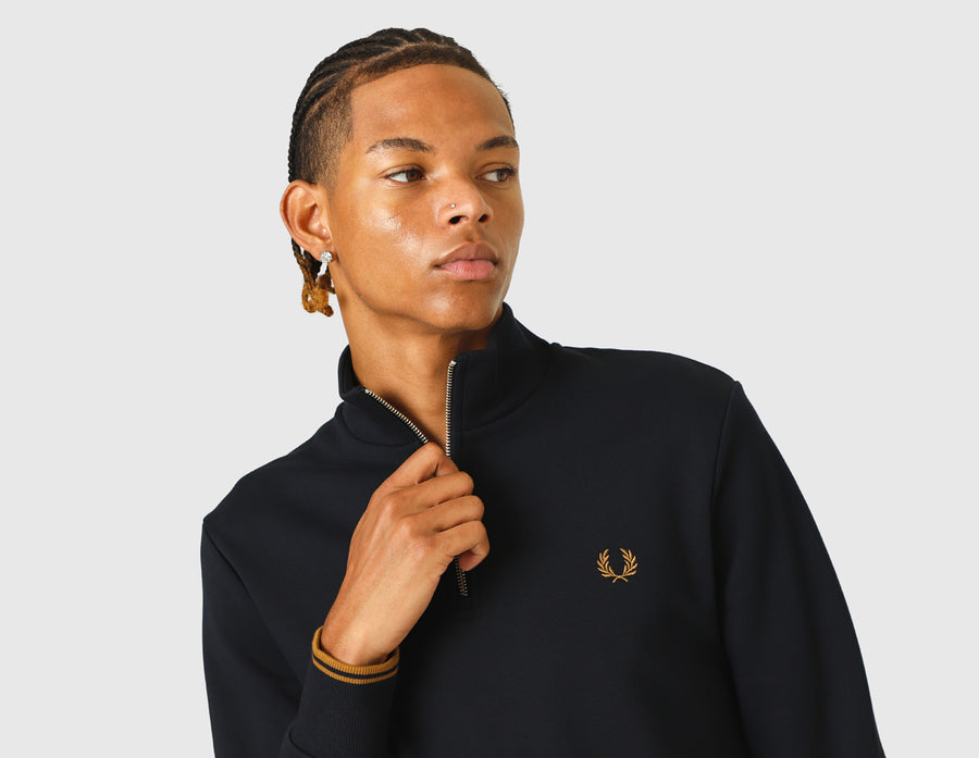 Fred Perry Half Zip Sweatshirt Navy / Dark Caramel