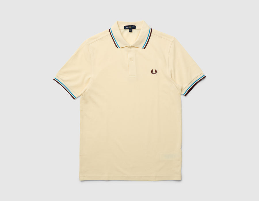 Fred Perry Twin Tipped Shirt Ecru / Court Blue - Oxblood