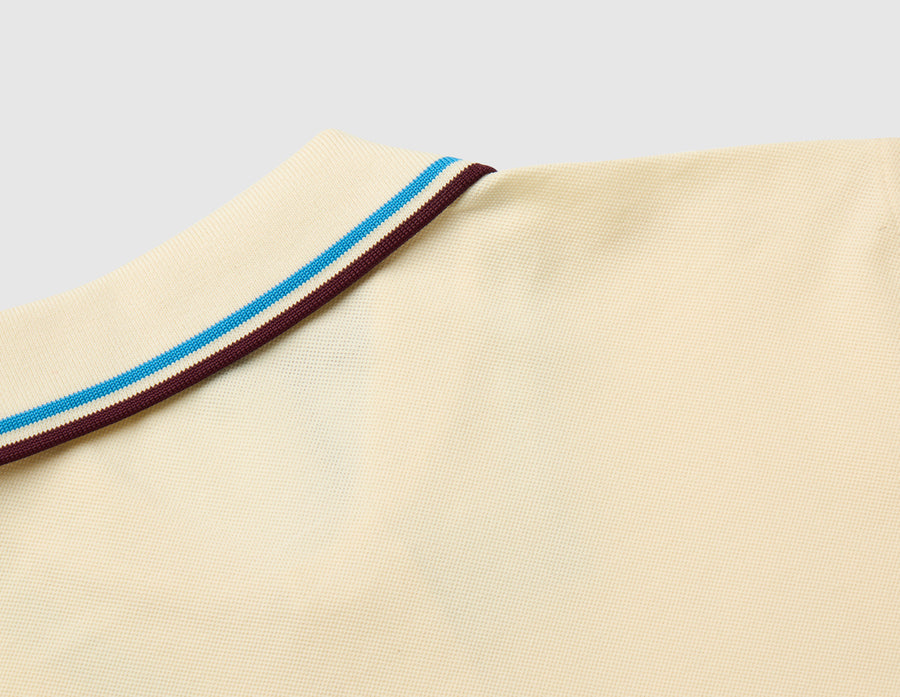 Fred Perry Twin Tipped Shirt Ecru / Court Blue - Oxblood