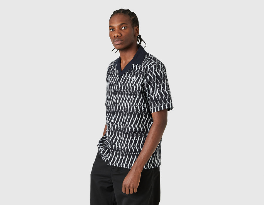 Fred Perry Argyle Print Revere Shirt / Navy – size? Canada