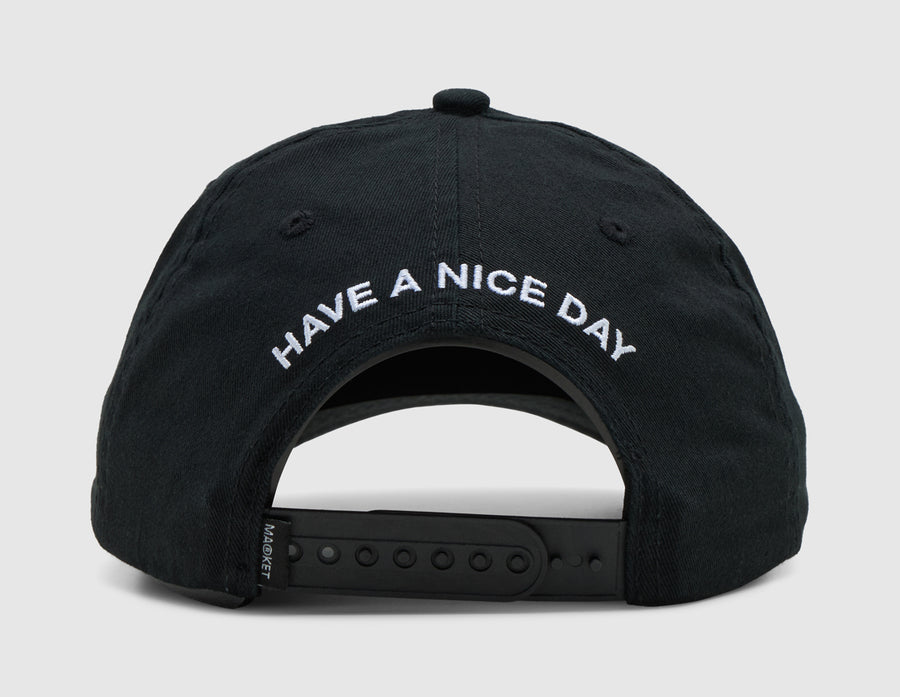Market Smiley Badge 6 Panel Hat / Black