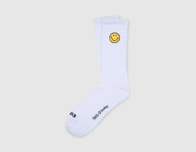 Market Smiley Badge Socks / White