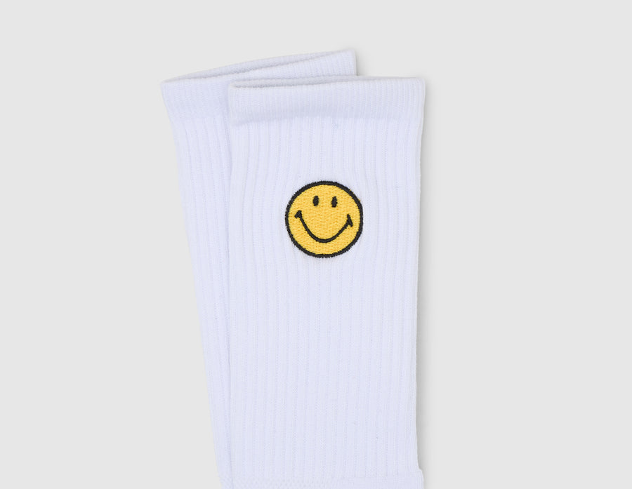 Market Smiley Badge Socks / White