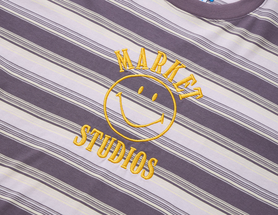 Market Smiley Lockup Striped T-Shirt / Lavender