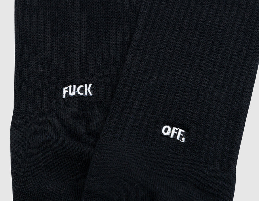 Raised By Wolves Fuck Off Socks Black