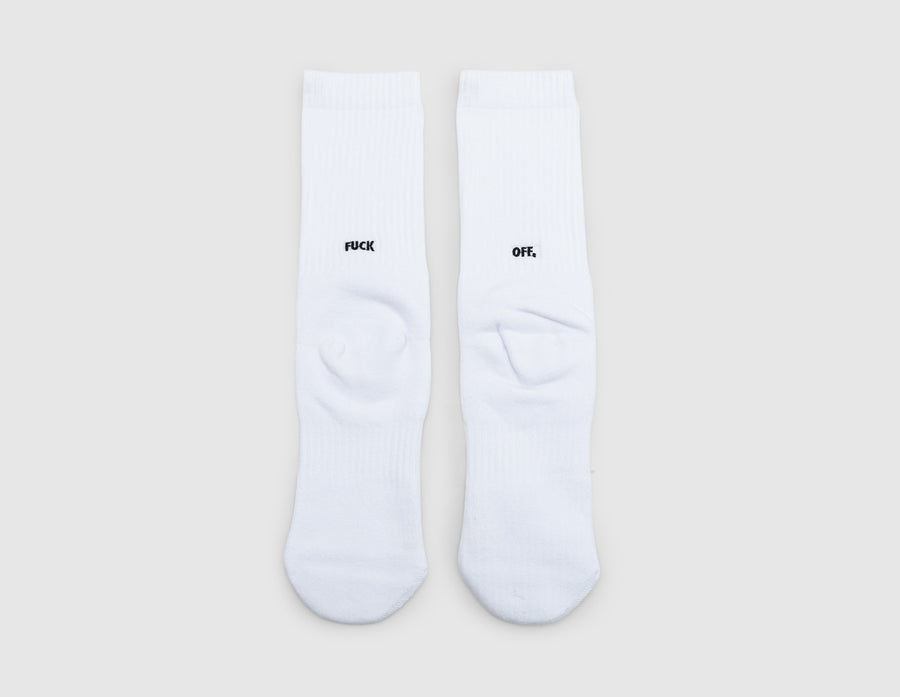 Raised By Wolves Fuck Off Socks White
