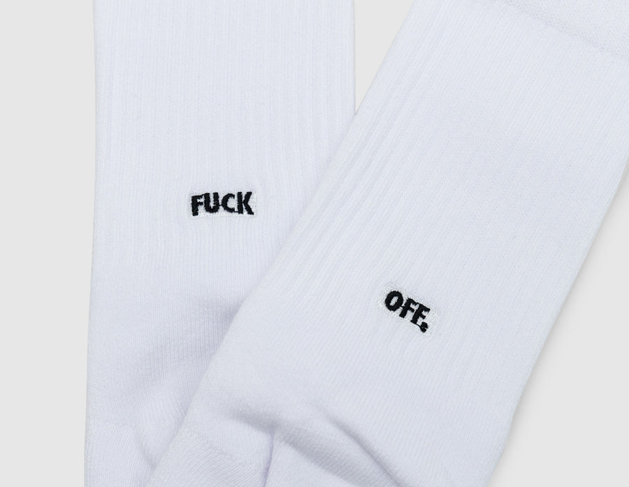 Raised By Wolves Fuck Off Socks White