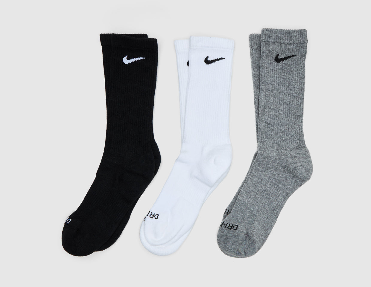 nike training 3 pack crew socks in black