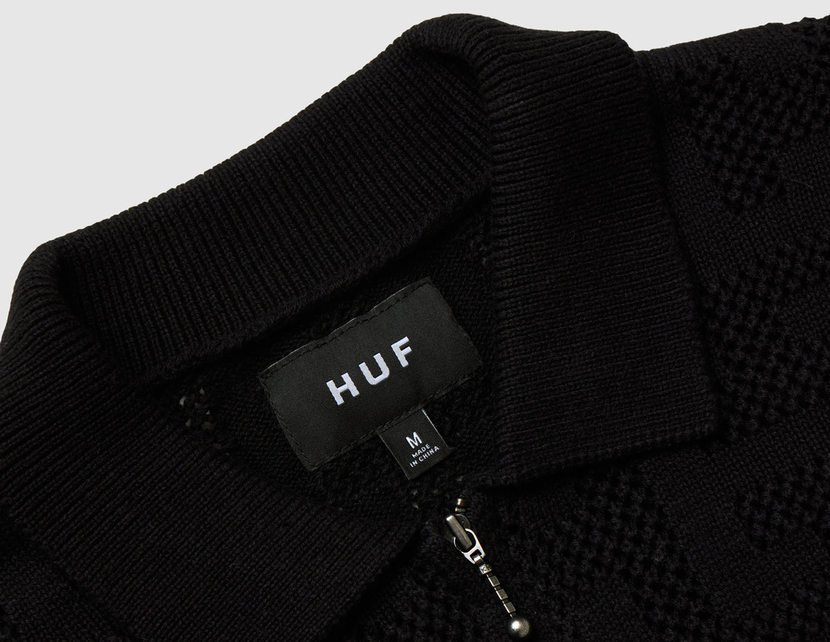 HUF Monogram Zip Sweater Black