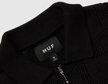 HUF Monogram Zip Sweater Black