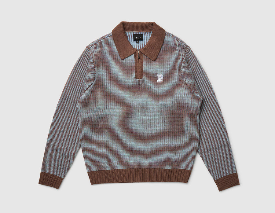 HUF Megablast Two Tone Waffle Sweater Washed Blue / Moss