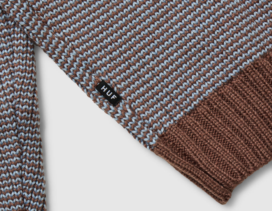 HUF Megablast Two Tone Waffle Sweater Washed Blue / Moss