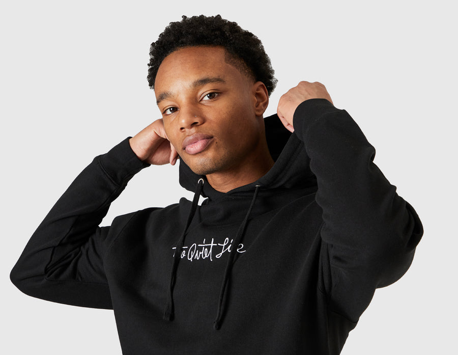 Quiet Life Horizon Script Embroidered Pullover Hoodie / Black