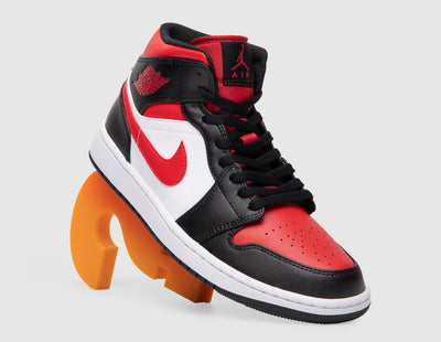 Jordan 1 Mid Black / White - Fire Red - Sneakers