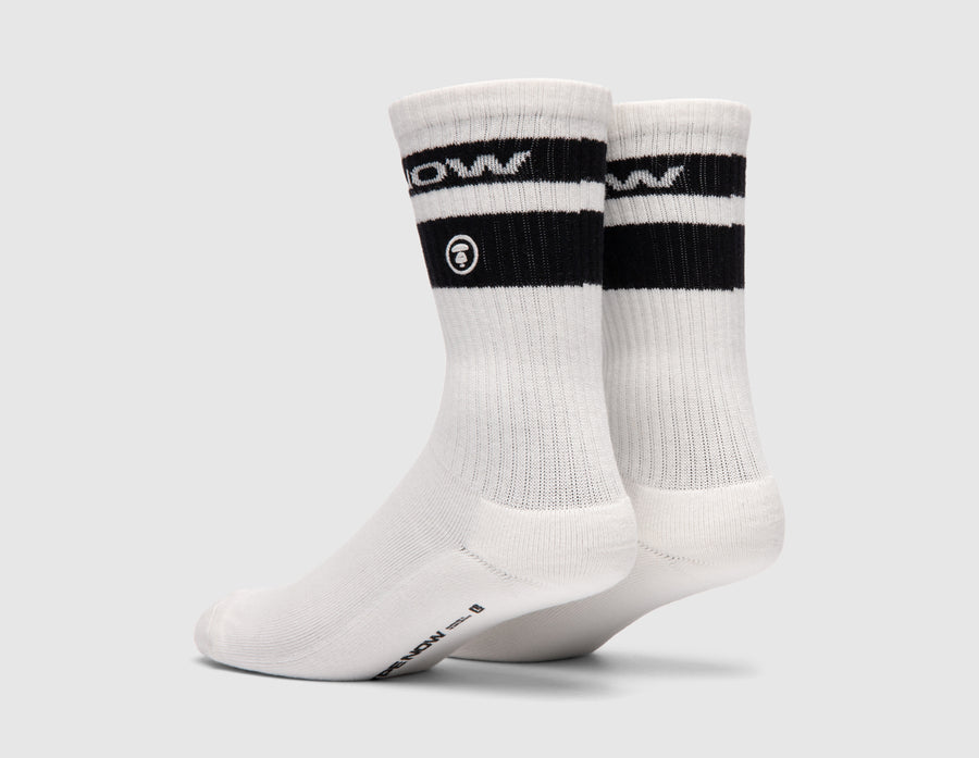 AAPE Now Striped Socks / White