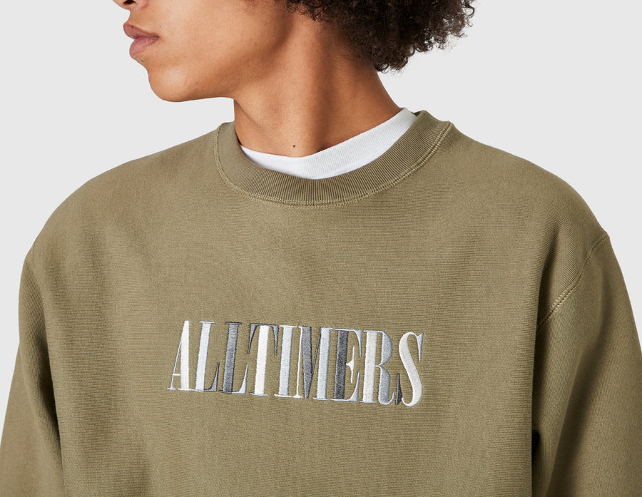 Alltimers Midtown Heavyweight Embroidered Crewneck / Olive