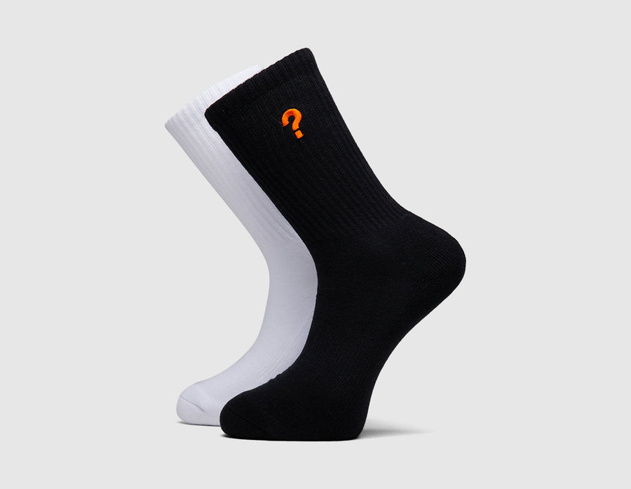 size? Logo Crew Socks - 2 Pack Black / White