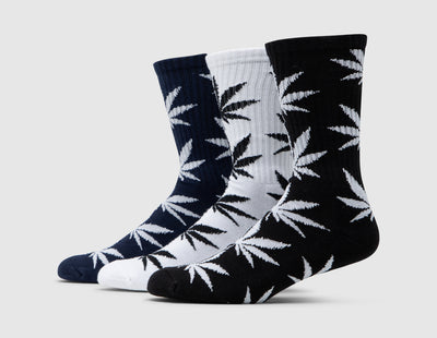 HUF Essentials Plantlife Socks - 3 Pack Black / White - Navy
